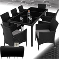 Gartenmöbel-Set, aus Polyrattan, für den Garten und den Balkon, Schwarz/Grau, tectake