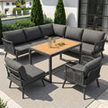 Sofa Siebenpersonen L, für den Garten, Grau/Beige, Lcoho