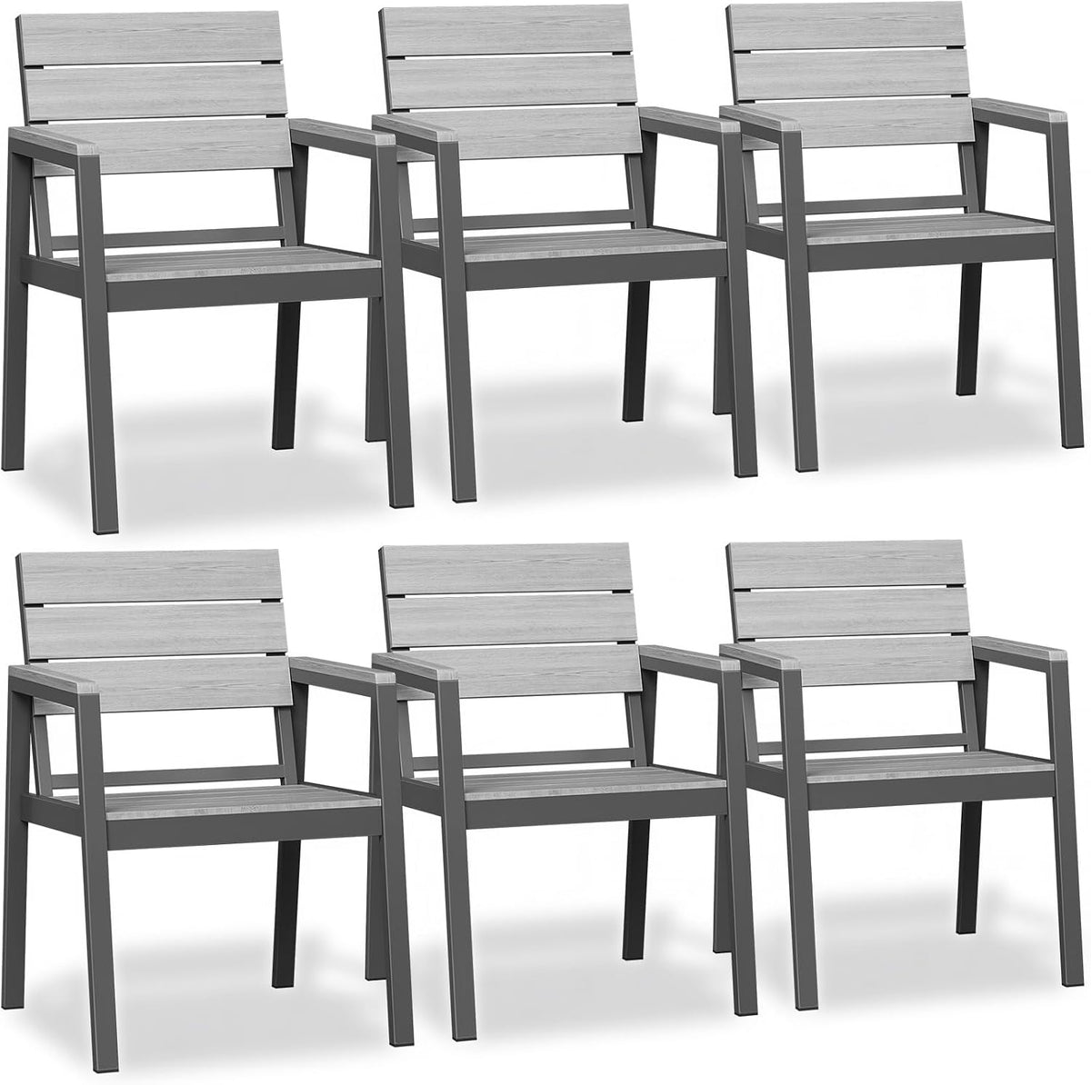 JUMMICO Esszimmerstühle, klappbar, aus Aluminium, für den Garten und die Terrasse, Grau/Hellgrau