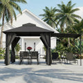 Gartenpavillon, 3 × 3 m, mit Doppeldach, mit 3 Seitenteilen, wasserdicht, winterfest, für den Garten, Grau, TRIUMPHKEY