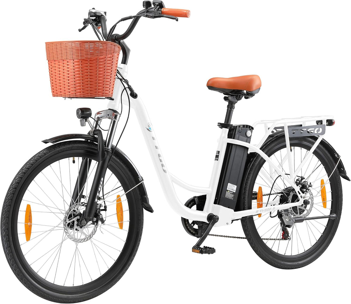 ttgo E E-Bike, 36 V, 14,5 Ah, 18 Ah, mit LED, aus Aluminium, Weiß/Schwarz/Orange
