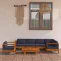 Gartenmöbel-Set Akazie-Dunkelgrau-7, aus Massivholz, für den Garten und den Balkon, Dunkelgrau/Holz, Keyroto