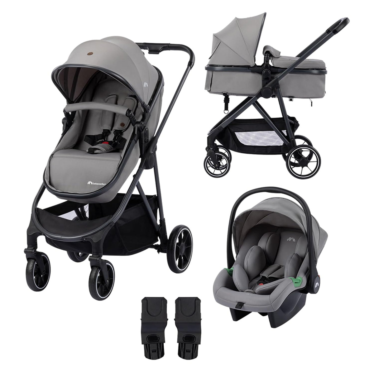 Bebeconfort Breeze Trio Kinderwagen-Set, 0–22 kg, bis 22 kg, mit Liegeposition, Grau