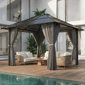 Gartenpavillon 3x3m Aluminium Garten Pavillon, 3 × 3 m, aus Aluminium, für den Garten, Grau/Schwarz, JUMMICO
