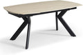 Esstisch, 260 cm, aus Metall und Keramik, Beige/Schwarz, Meubletmoi