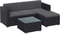 Gartenmöbel-Set GGF005B04, für den Garten und die Terrasse, aus Polyrattan und Glas, Schwarz/Grau, SONGMICS