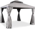 Gartenpavillon, 300 × 300 cm, 40 kg, mit Vorhängen, mit Moskitonetzen, wasserabweisend, für den Garten, Grau, Garden Point