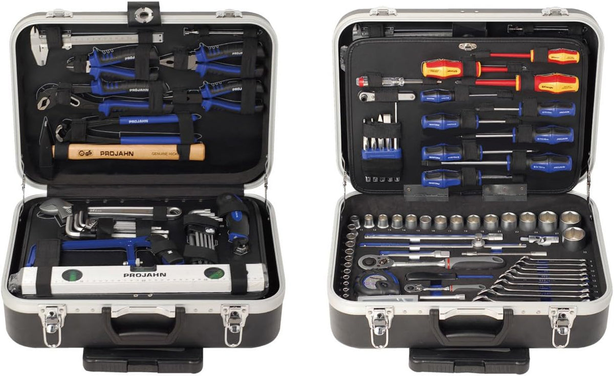 Projahn Werkzeug Trolly Set 130 Steckschlüsselsätze, 2 Zoll, aus Kunststoff und Stoff, Schwarz/Blau
