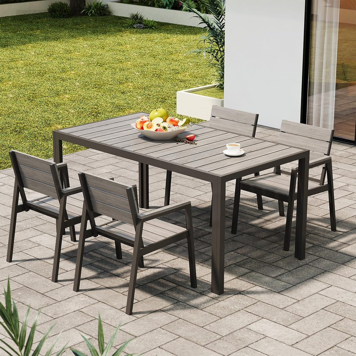 Gartenmöbel-Set, mit USB, für den Garten, Dunkelgrau, Devoko