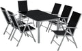 Gartenmöbel-Set, ca. 3,5 kg, ca. 21 kg, klappbar, verstellbar, aus Aluminium und Glas, für den Garten und die Terrasse, Schwarz/Silber, tectake