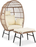 COSTWAY Lounge-Stühle, aus Metall und Polyrattan, verstellbar, für den Garten und die Terrasse, Beige/Braun/Schwarz