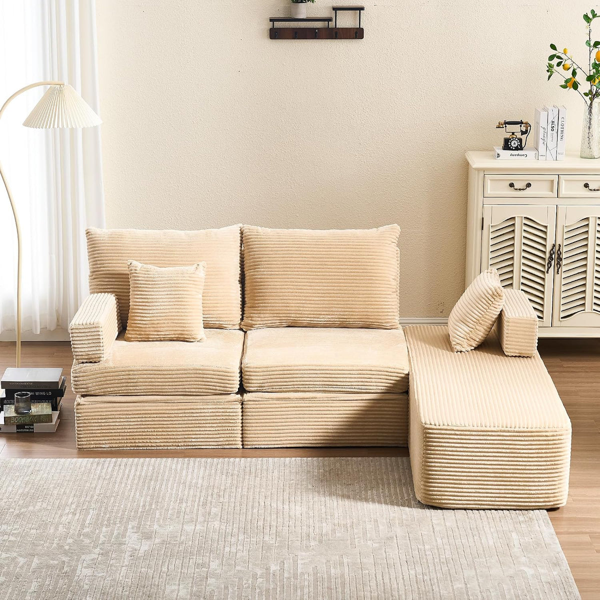 Sofa, Beige, HOMYEDAMIC