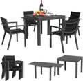 Gartenmöbel-Set, 160 cm, aus Aluminium, für den Garten und den Balkon, Dunkelgrau, TRIUMPHKEY