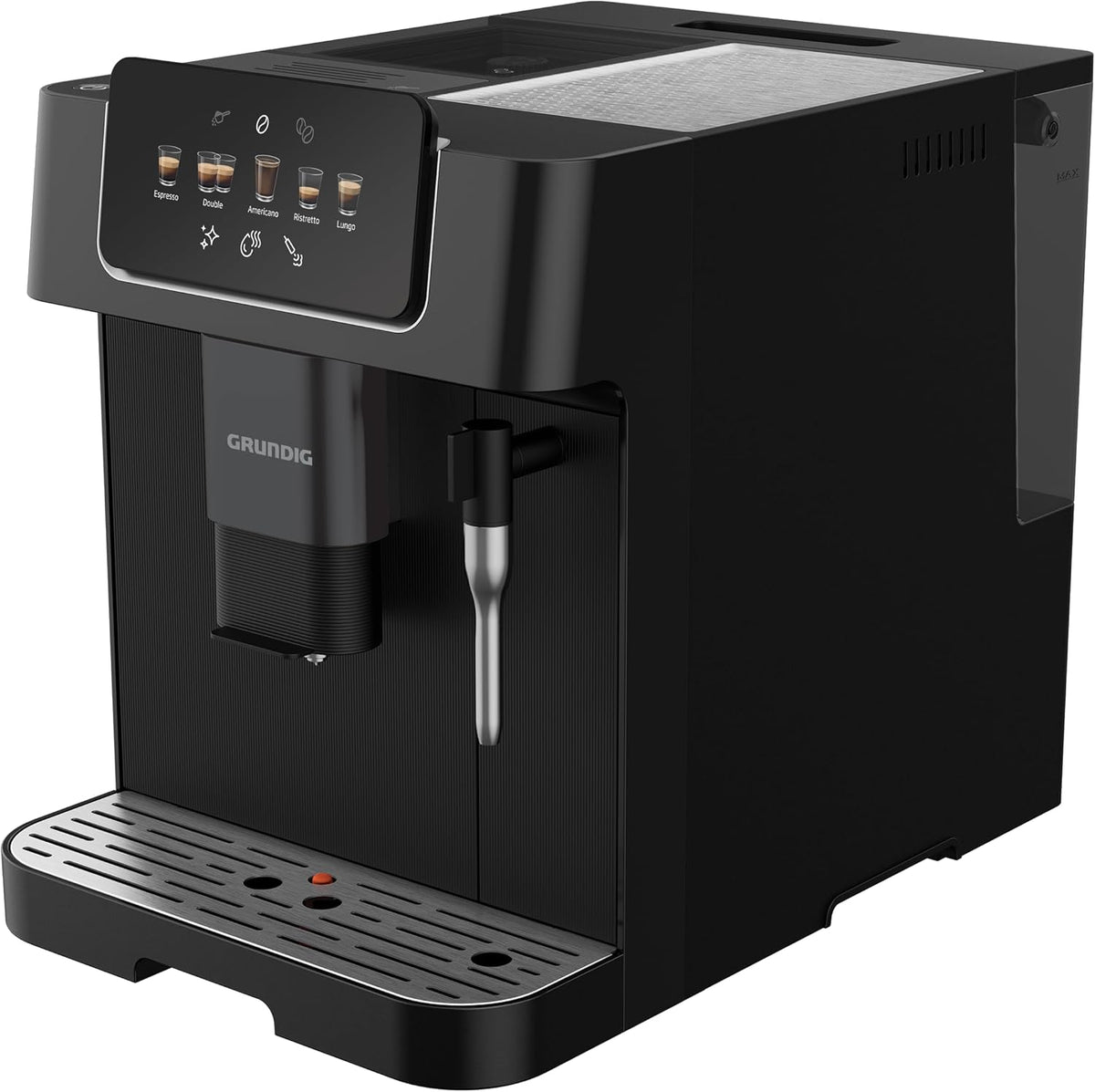 GRUNDIG KVA 6230 Kaffeevollautomat, 250 g, 19 Bar, Schwarz, aus Edelstahl und Stahl