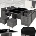 Gartenmöbel-Set Polyrattan, ca. 6 kg, ca. 2,2 kg, ca. 36 kg, klappbar, für den Garten und den Balkon, aus Aluminium und Polyrattan, Grau/Schwarz