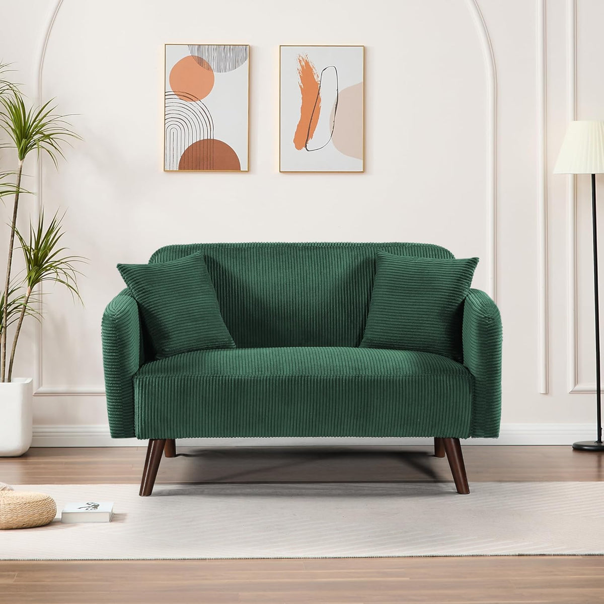Sofa Holzfüßen max, 132 × 70 × 81 cm, 320 kg, für das Wohnzimmer, Grün, [en.casa]