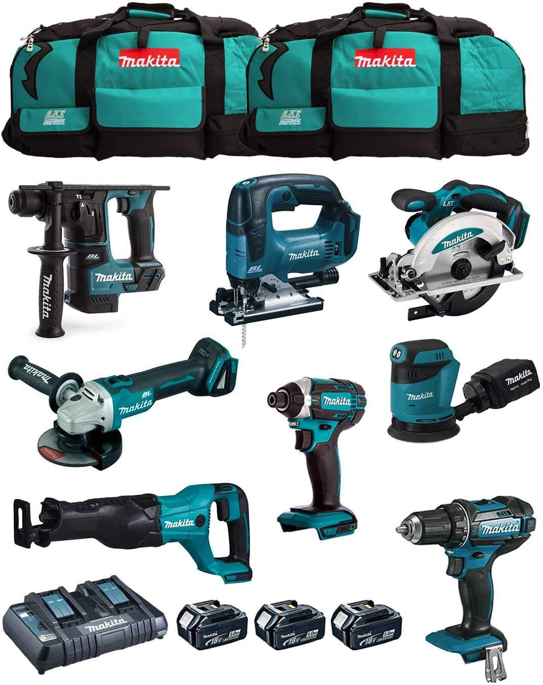 Makita MK801 Akku-Bohrschrauber, 18 V, 5,0 Ah, Schwarz/Blau