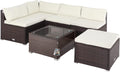 Gartenmöbel-Set, für den Garten und die Terrasse, aus Polyrattan und Glas, Braun/Creme, Casaria