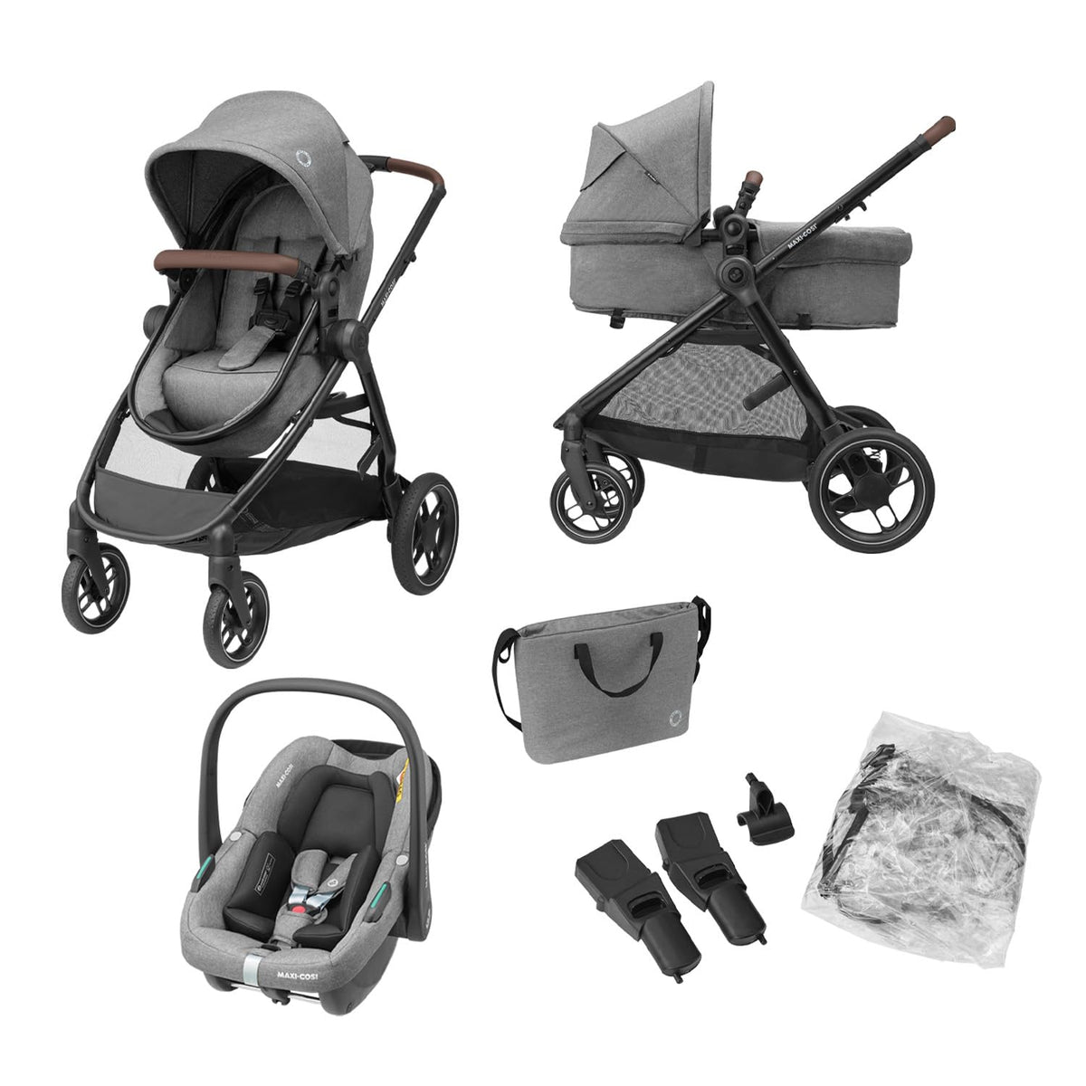 Kinderkraft Kinderwagen-Set, bis 22 kg, klappbar, verstellbar, Grau