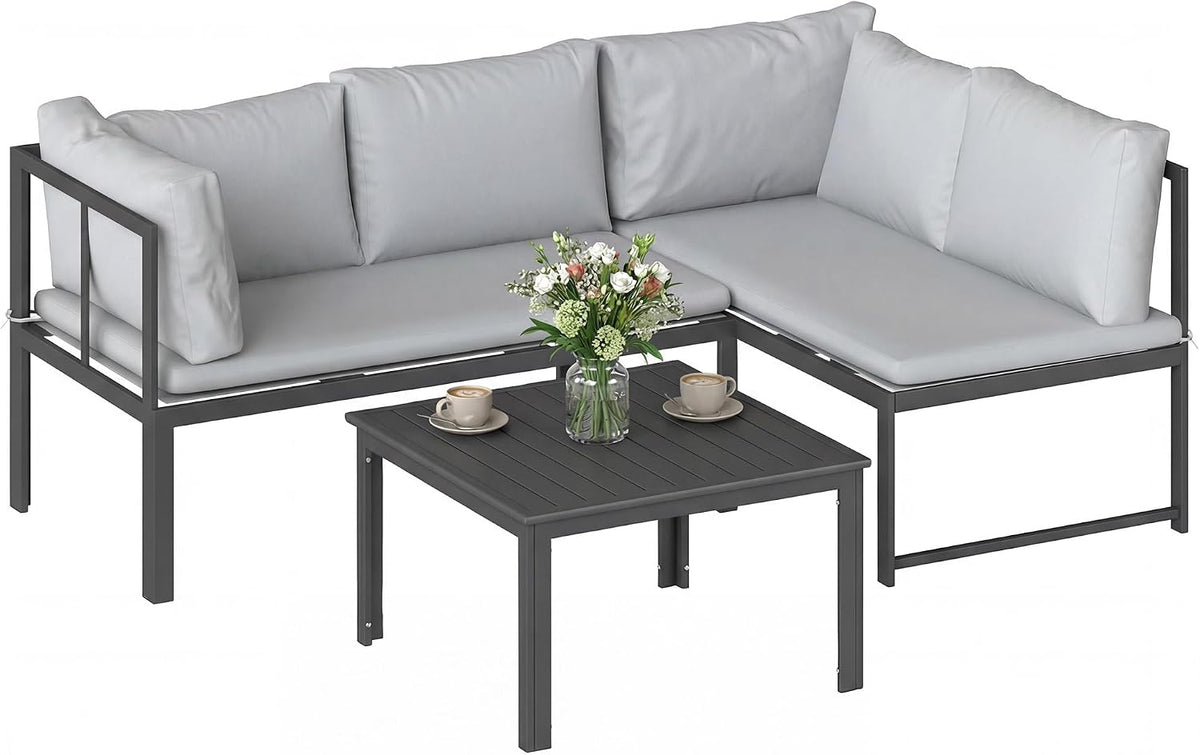 Outsunny Gartenmöbel-Set, 16 cm, verstellbar, für den Garten und die Terrasse, Grau