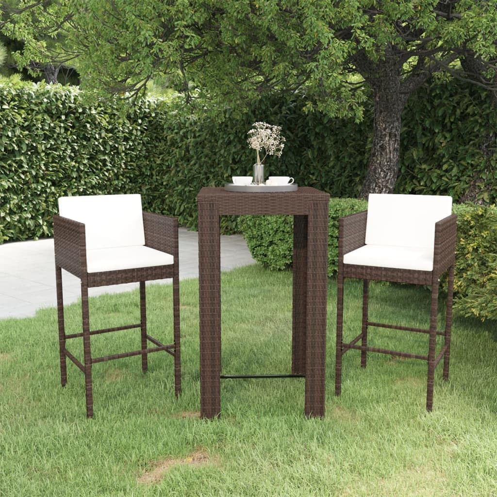 Gartenmöbel-Set, aus Polyrattan, wasserdicht, für den Garten, Braun/Weiß, LLEZKBR
