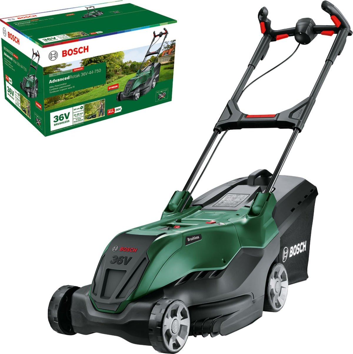 Bosch Rasenmäher, 36 V, 44 cm, ohne Akku, bürstenlos, Grün/Schwarz