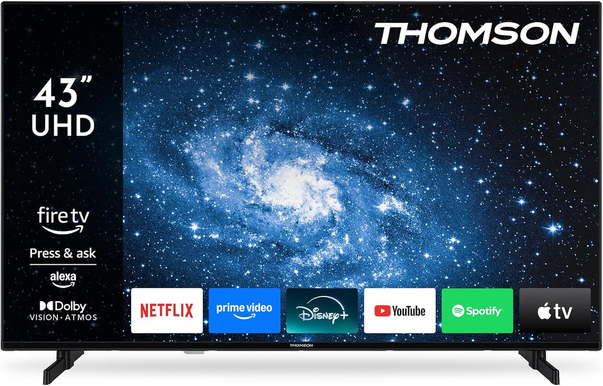 Thomson DVB-T/T2/C/S/S2 Smart-TV, 43 Zoll, 109 cm, mit WLAN, mit LED, mit Fernbedienung, Schwarz