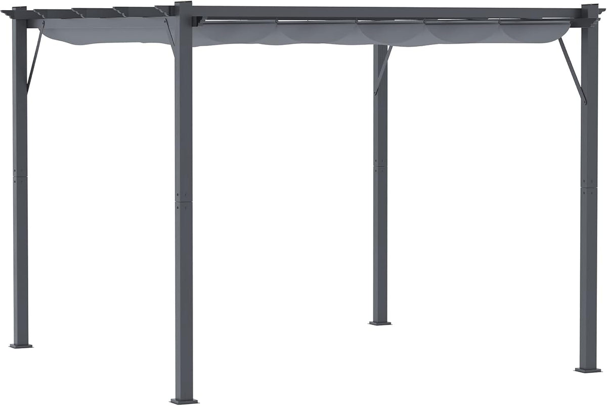 Pergola, 3 × 3 m, 31 kg, mit Schiebedach, wasserabweisend, für den Garten und die Terrasse, aus Aluminium, Kohlegrau/Dunkelgrau, Zenithz