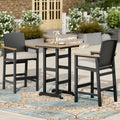 PHI VILLA Barsets, aus Polyrattan, wasserdicht, für den Garten und die Terrasse, Schwarz/Holzoptik