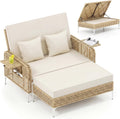 Sofa Polyrattan Sonnenliege, aus Polyrattan, klappbar, verstellbar, für den Garten und den Balkon, Beige, COSTWAY