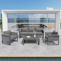 Gartenmöbel-Set, verstellbar, aus Metall, für den Garten und die Terrasse, Grau, Lcoho