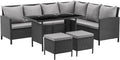 Gartenmöbel-Set Madison Rattan, aus Polyrattan, wasserabweisend, für den Garten, Schwarz/Grau, SVITA