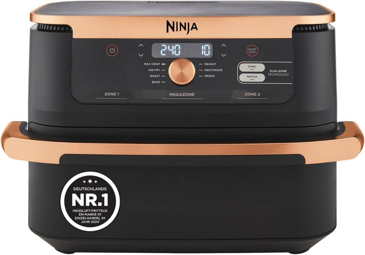 Ninja AF500EUCP Heißluftfritteuse, Schwarz/Kupfer