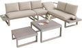 Gartenmöbel-Set, verstellbar, für den Garten und den Balkon, aus Stahl und Kunststoff, Beige/Khaki, DRIXNO