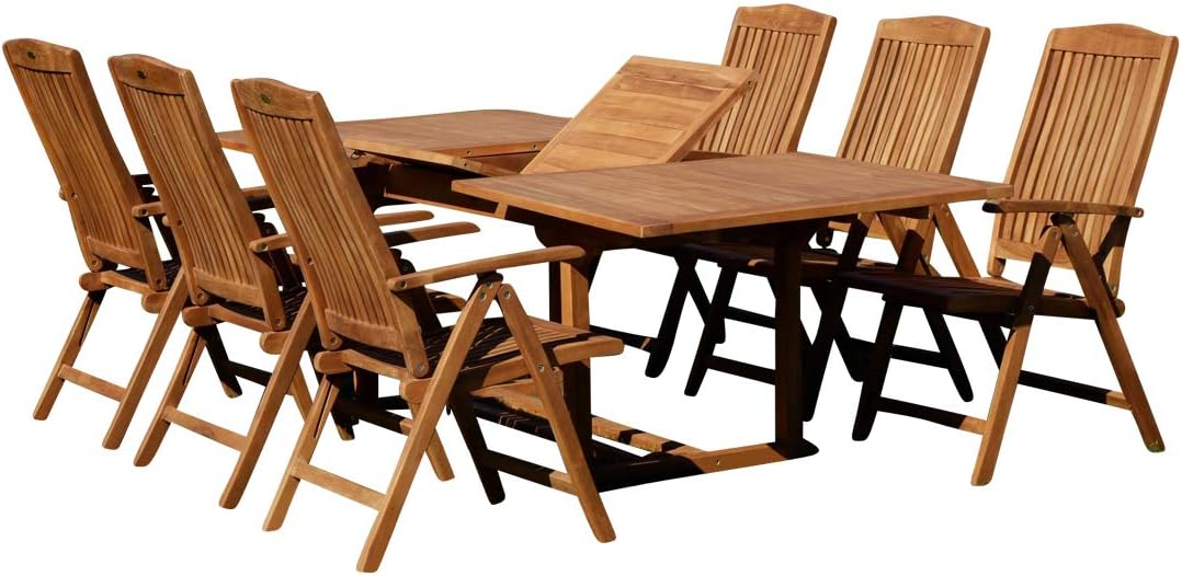 Gartenmöbel-Set, 180–240cm, klappbar, verstellbar, für den Garten, Braun, ASS