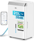 Wäschetrockner, 20 L, 3,4 L, 35 dB, mit WLAN, mit Timer, für das Schlafzimmer, Weiß/Silber, DREO