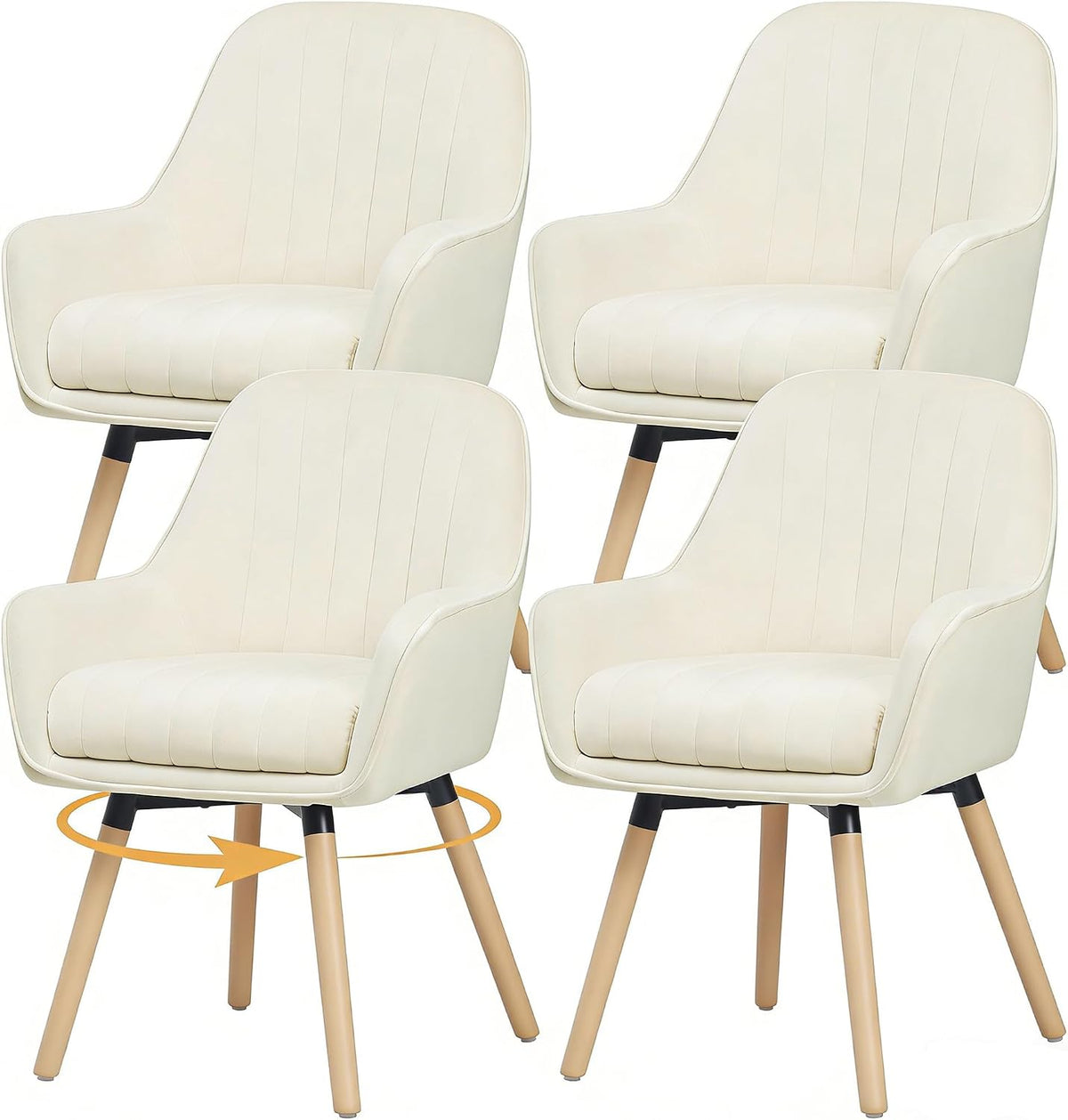 ELUCHANG Esszimmerstühle, 10 cm, 150 kg, verstellbar, für das Wohnzimmer und das Schlafzimmer, Cremeweiß/Hellbraun