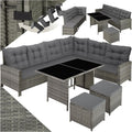 Gartenmöbel-Set, wasserabweisend, aus Polyrattan, für den Garten und die Terrasse, Grau-Meliert/Grau, tectake