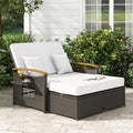 Sofa, aus Polyrattan, mit Stauraum, klappbar, verstellbar, für den Garten, Braun/Weiß, GIANTEX