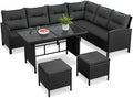 Gartenmöbel-Set, aus Polyrattan, für den Garten und die Terrasse, Schwarz/Grau, Yaheetech