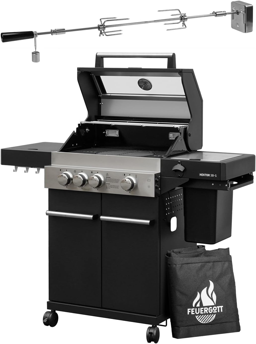 FEUERGOTT Gasgrills, für den Garten und die Terrasse, Schwarz/Silber