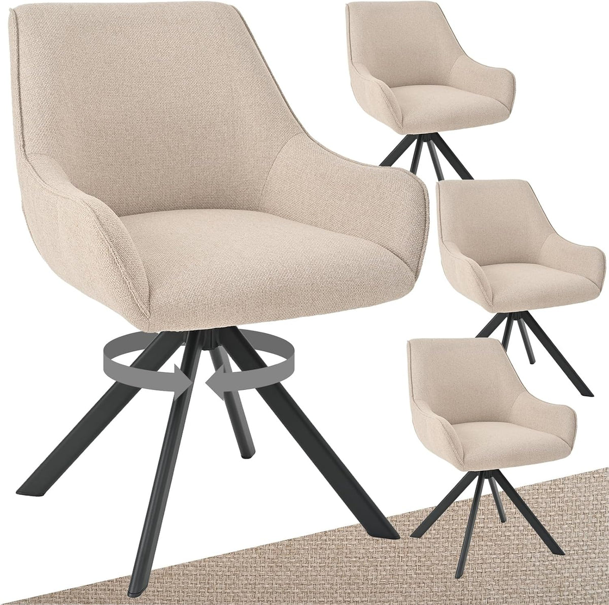 Goeurvant Esszimmerstühle, für das Wohnzimmer und das Büro, aus Metall, Beige