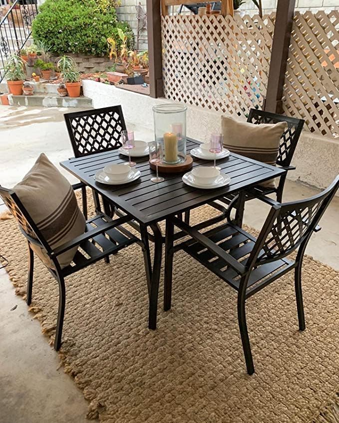 Gartenmöbel-Set, für den Garten und die Terrasse, aus Metall, Schwarz, PHI VILLA