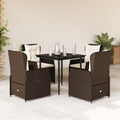 Gartenmöbel-Set Kissen-Braun-5-tlg, verstellbar, aus Polyrattan, für den Garten, Braun/Beige, Verderoom