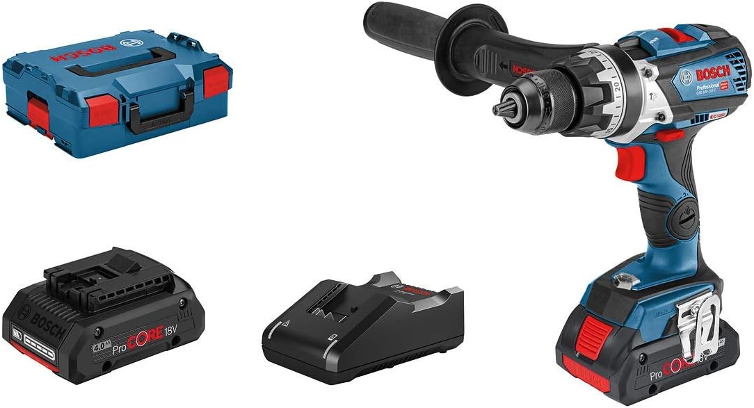 Bosch ProCore18V Akku-Bohrschrauber, 4.0 Ah, Blau/Schwarz/Rot