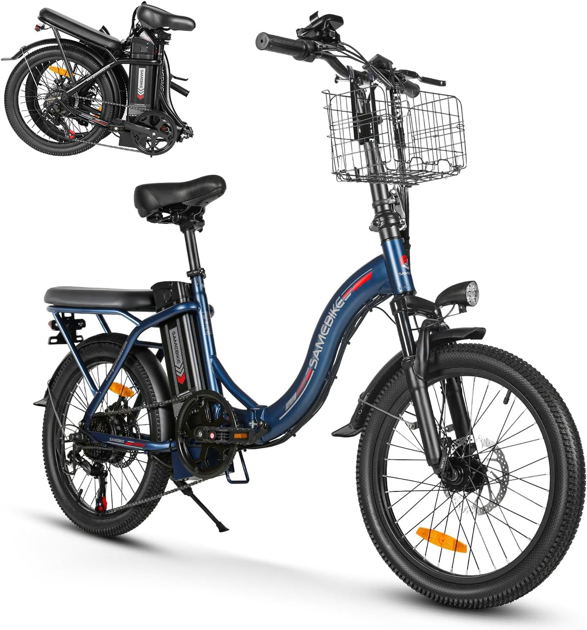 E-Bike, 250 W, 36 V, 13 AH, klappbar, bürstenlos, Blau/Schwarz, SAMEBIKE