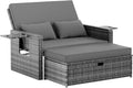 Sofa, aus Polyrattan, verstellbar, mit Stauraum, für den Garten und die Terrasse, Grau, Amopatio