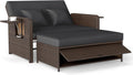 Sofa, aus Polyrattan, verstellbar, mit Stauraum, für den Garten, Braun/Schwarz, COSTWAY