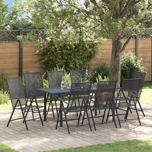 Essgruppe, verstellbar, für die Terrasse, aus Stahl, Schwarz