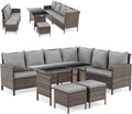 Gartenmöbel-Set Madison Rattan, aus Polyrattan, wasserabweisend, für den Garten, Braun/Grau, SVITA